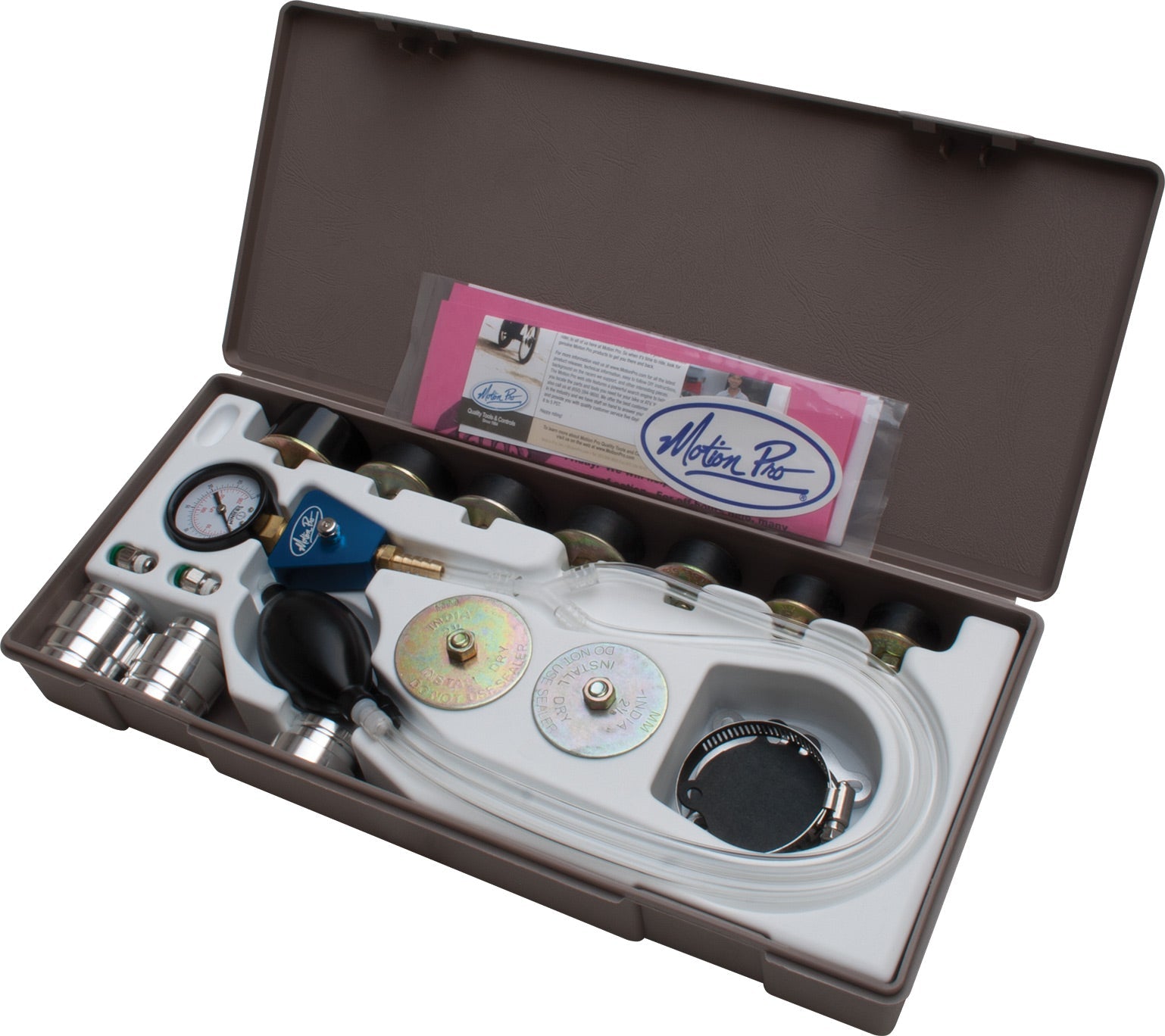 2-Stroke Leak Down Tester with gauge and fittings displayed on a white background