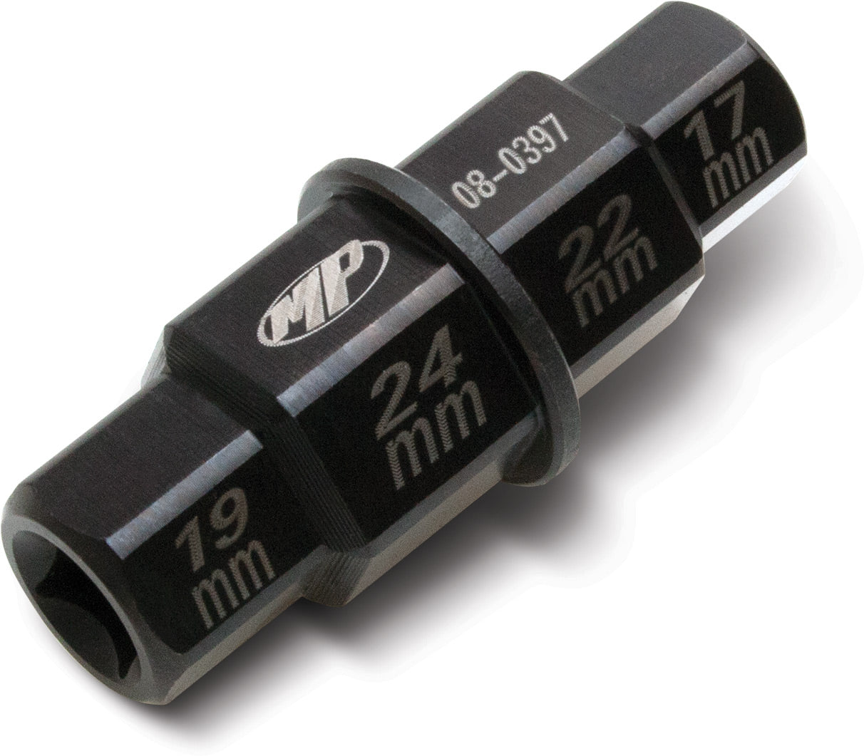 Hex Axle Tool in Chromoly, sizes 17mm, 19mm, 22mm, and 24mm, designed for durability and precision in bike maintenance.