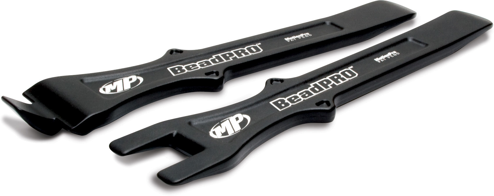 BeadPro Tire Bead Breaker and Lever Tool Set on a wooden workbench, showcasing its durable design and ergonomic handles.