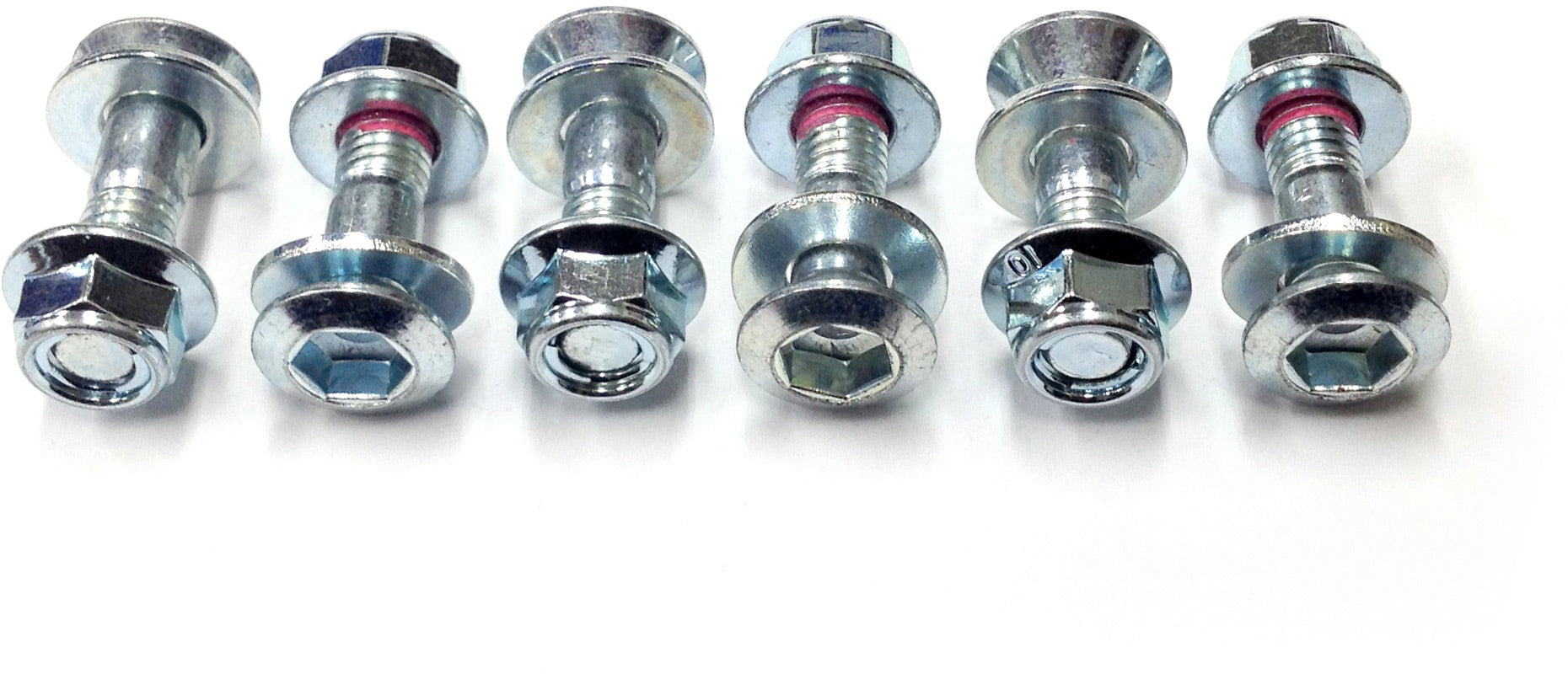 Sprocket bolt and nut hardware kit M8 with metal locking nuts displayed on a white background.