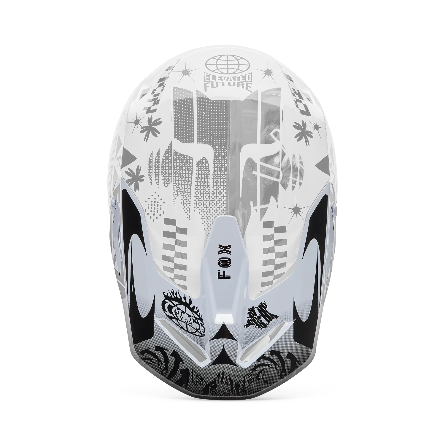 V1 HELMET VISOR - IMAGE COSMO - WHITE/BLACK