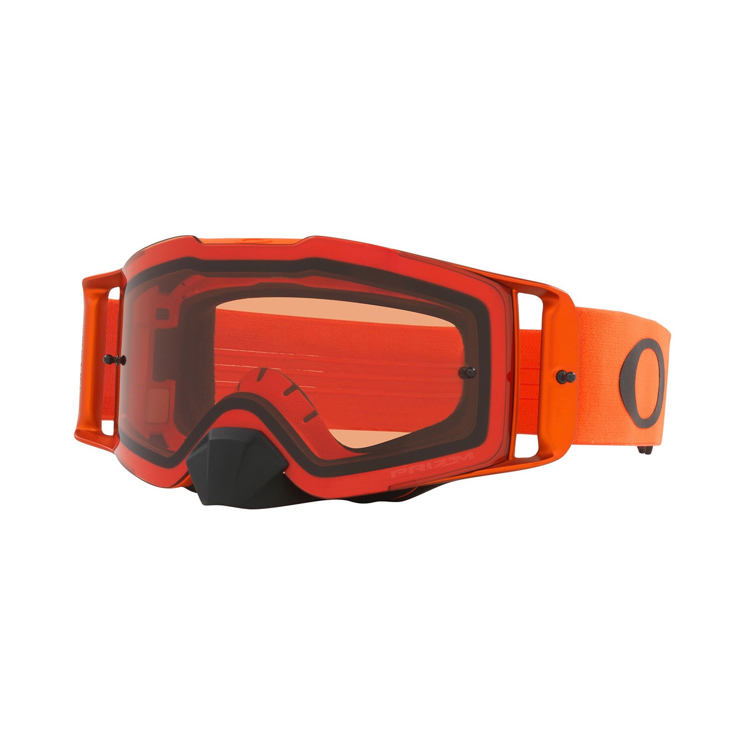 Oakley Front Line MX Goggle in Moto Orange with Prizm Bronze Lens on white background