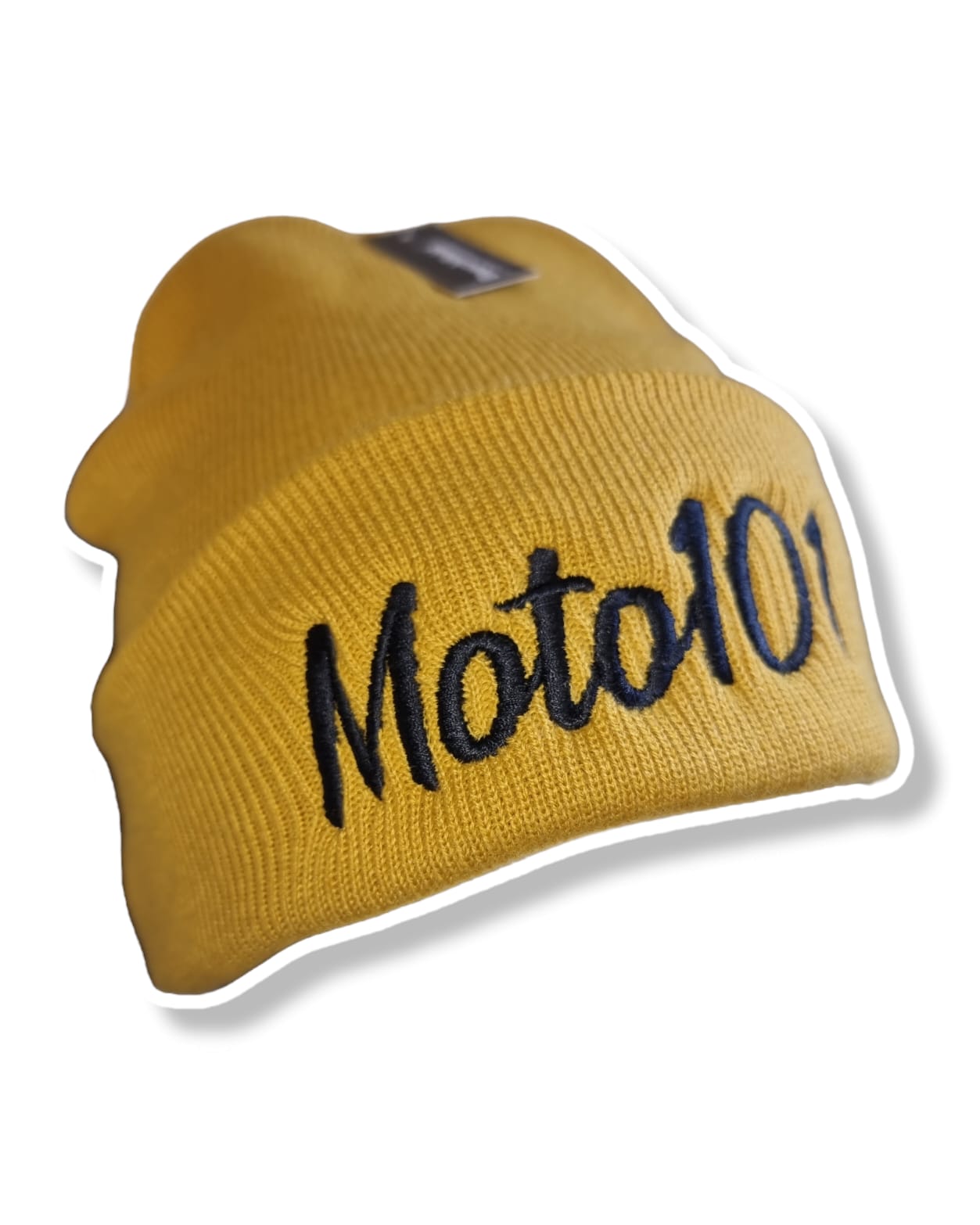 Moto101 Beanie in various colors with embroidered logo on the front, stylish and warm headwear for motorbike enthusiasts
