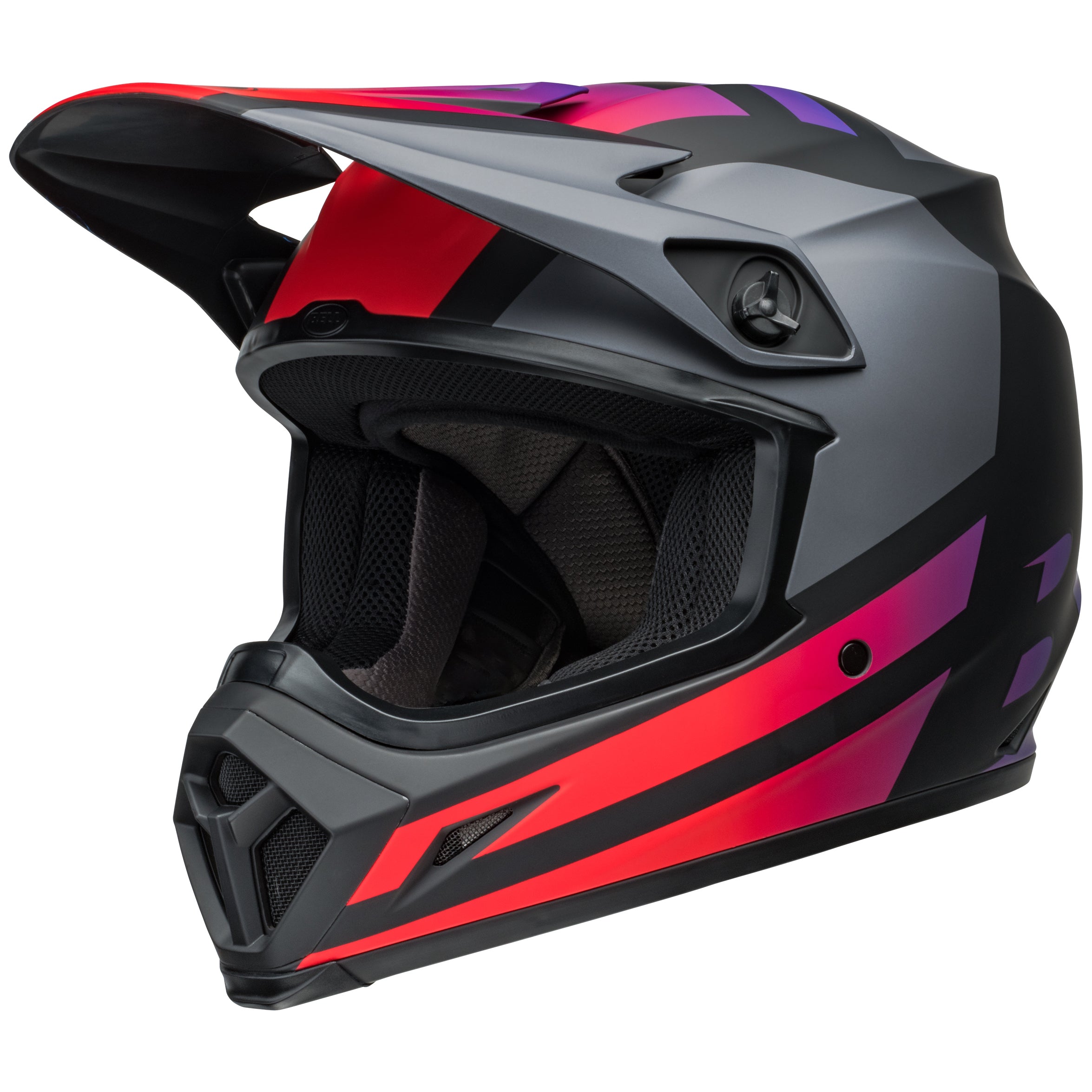 Bell MX 2024 MX-9 Mips Adult Helmet in Alter EGO Black/Red color scheme, ECE6 certified, showcasing side and frontal views