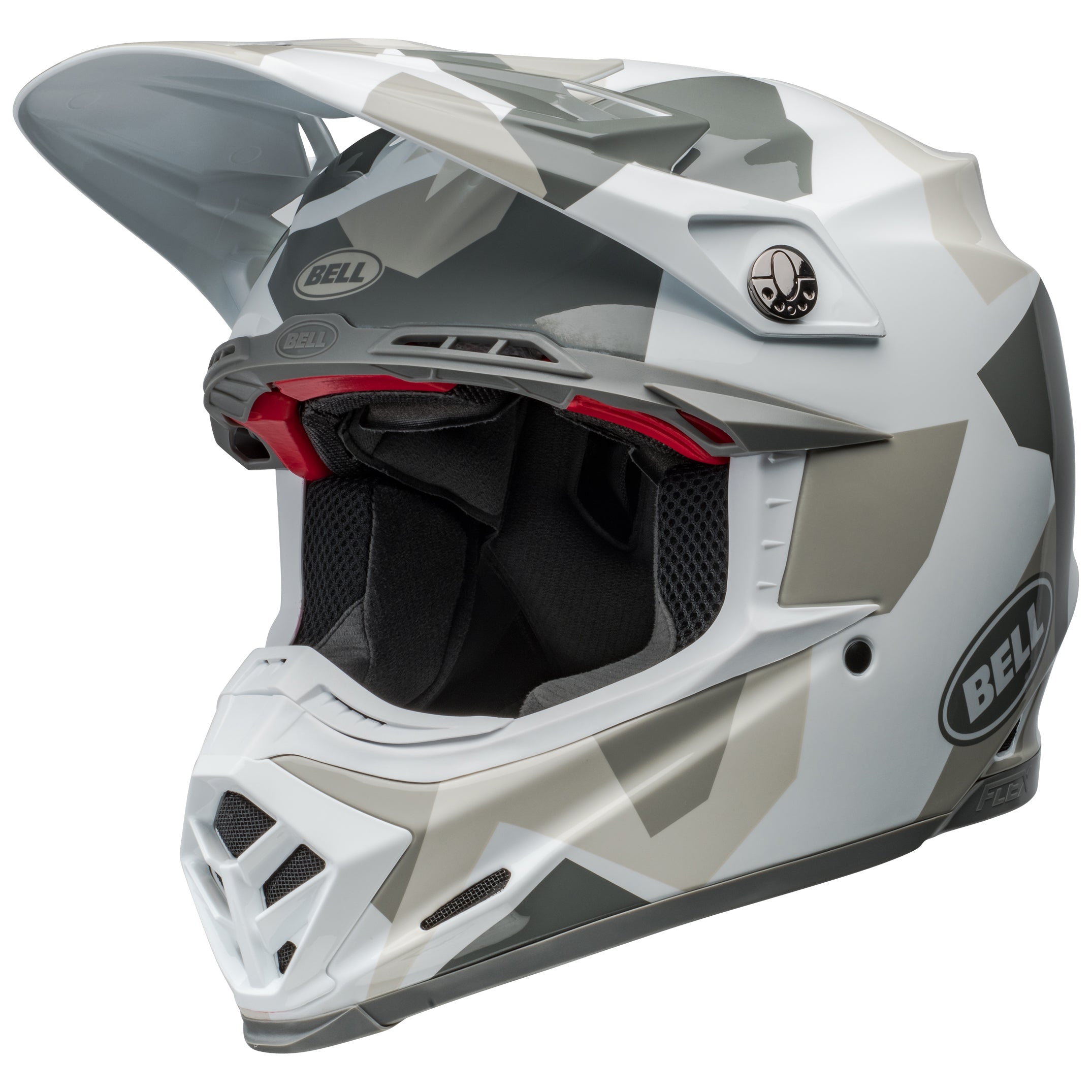 Bell MX 2024 Moto-9S Flex Adult Helmet in Rover White Camo Design