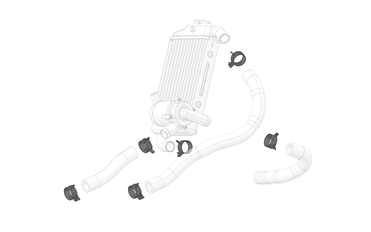 Stainless steel radiator hose clamp on white background
