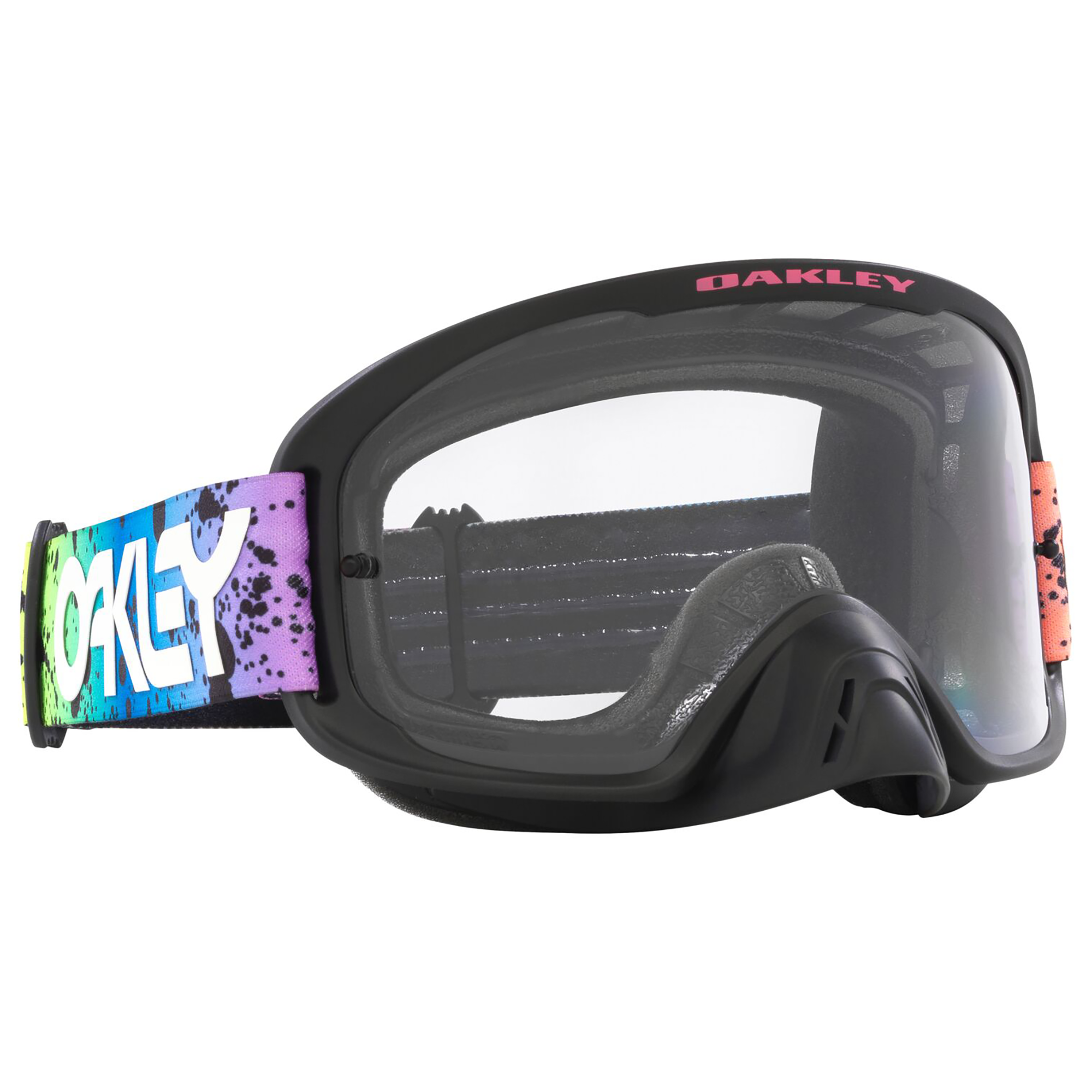 Oakley O Frame 2.0 Pro MX Goggle in Black Splatter with Clear Lens