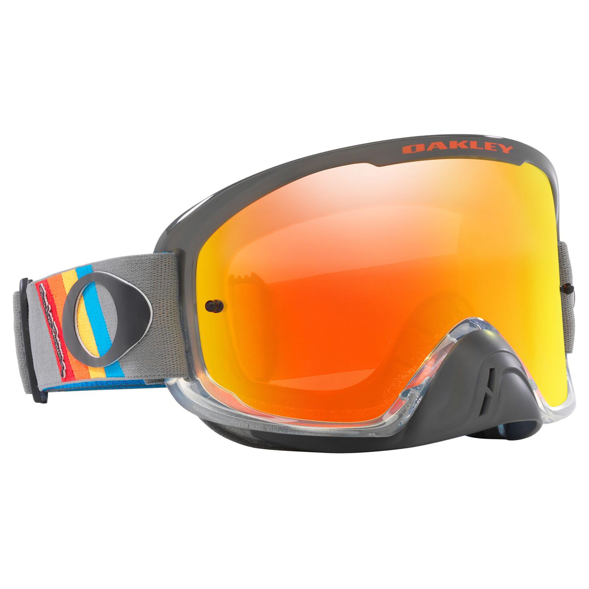 Oakley O Frame 2.0 Pro TLD Collection MX Goggle in Grey Stripes with Fire Iridium Lens