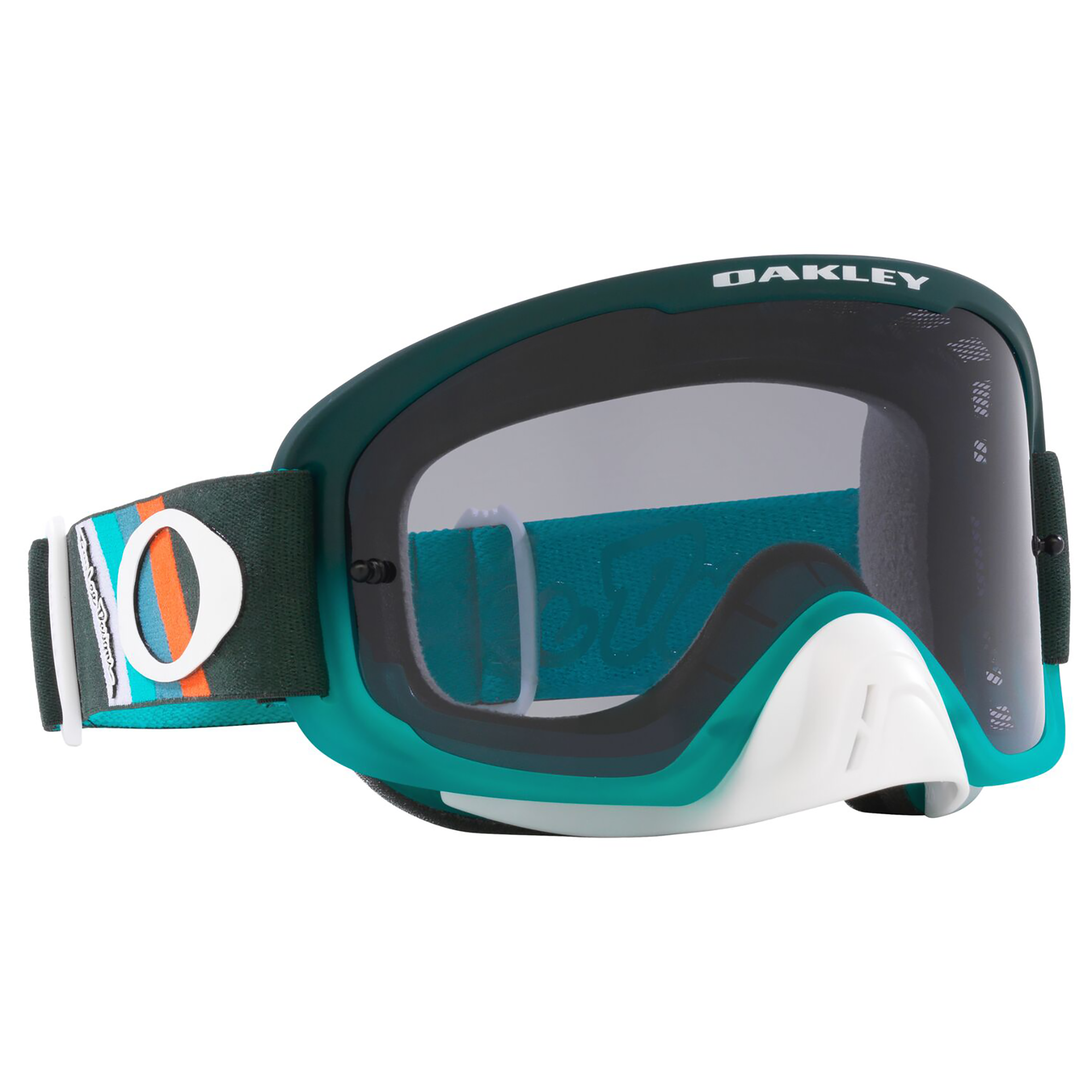 Oakley O Frame 2.0 Pro TLD Collection MTB Goggle in Hunter Green Stripes with Dark Grey Lens