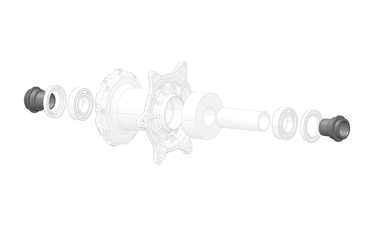 Front wheel spacer for left or right installation, high-quality metal, isolated on white background