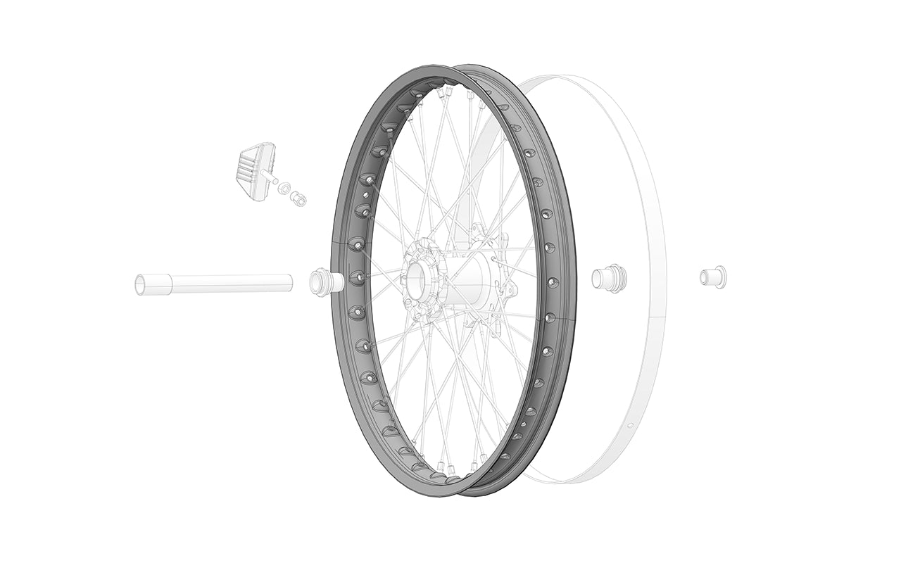 Front rim 1.6x21 for motorcycles, close-up view showing detailed structure and finish