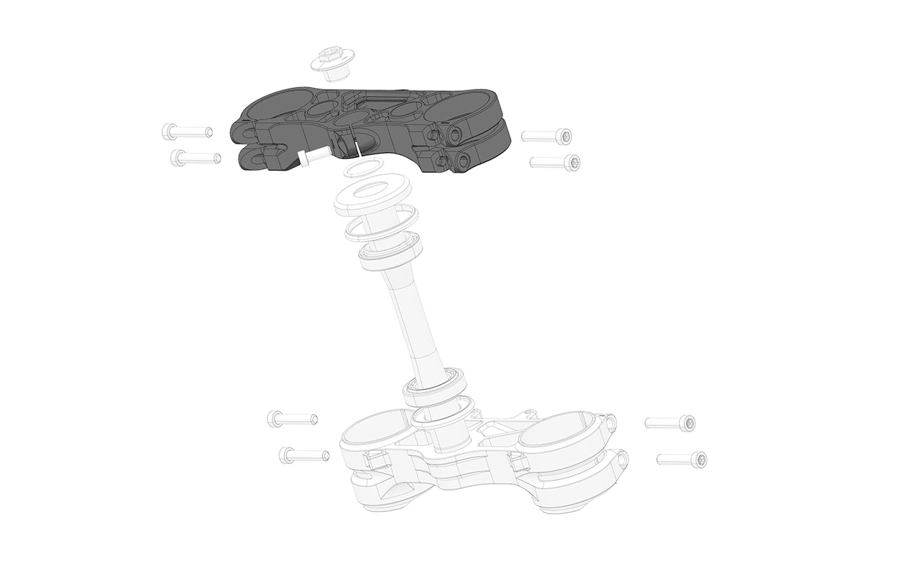 Top triple clamp for motorcycles, precision-engineered for enhanced steering control and stability