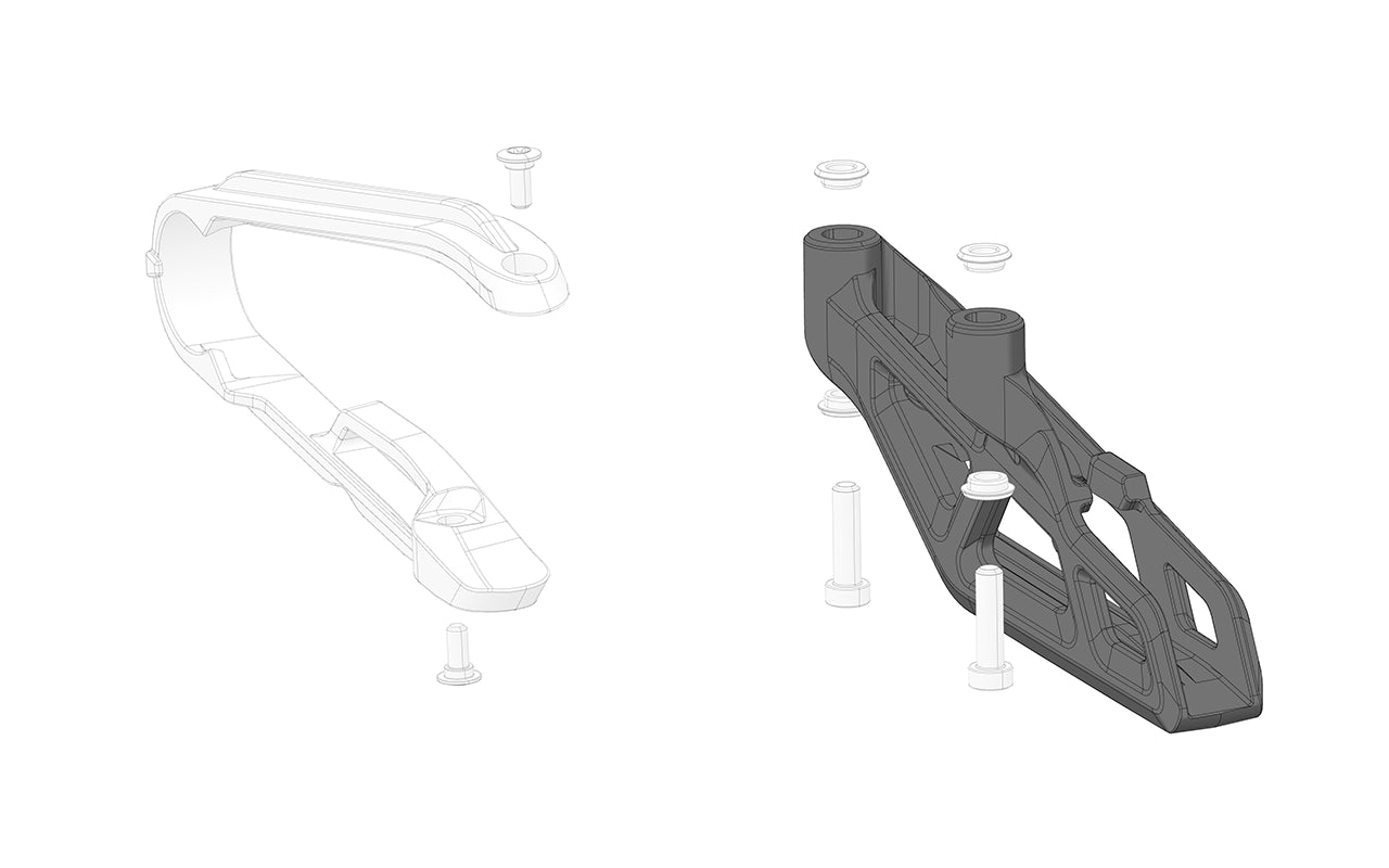 Rear Chain Guide for bicycles, close-up view showing its durable construction and mounting bracket