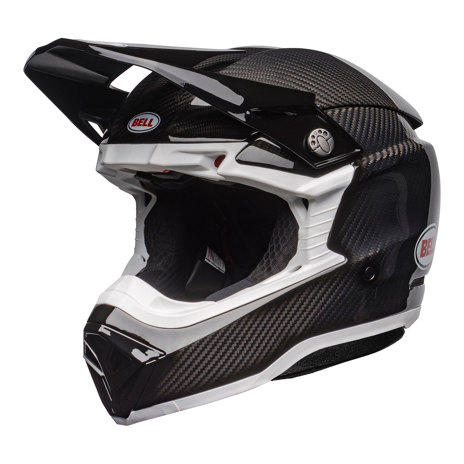 Bell MX 2023 Moto-10 Spherical MIPS Adult Helmet in Gloss Black Carbon and White