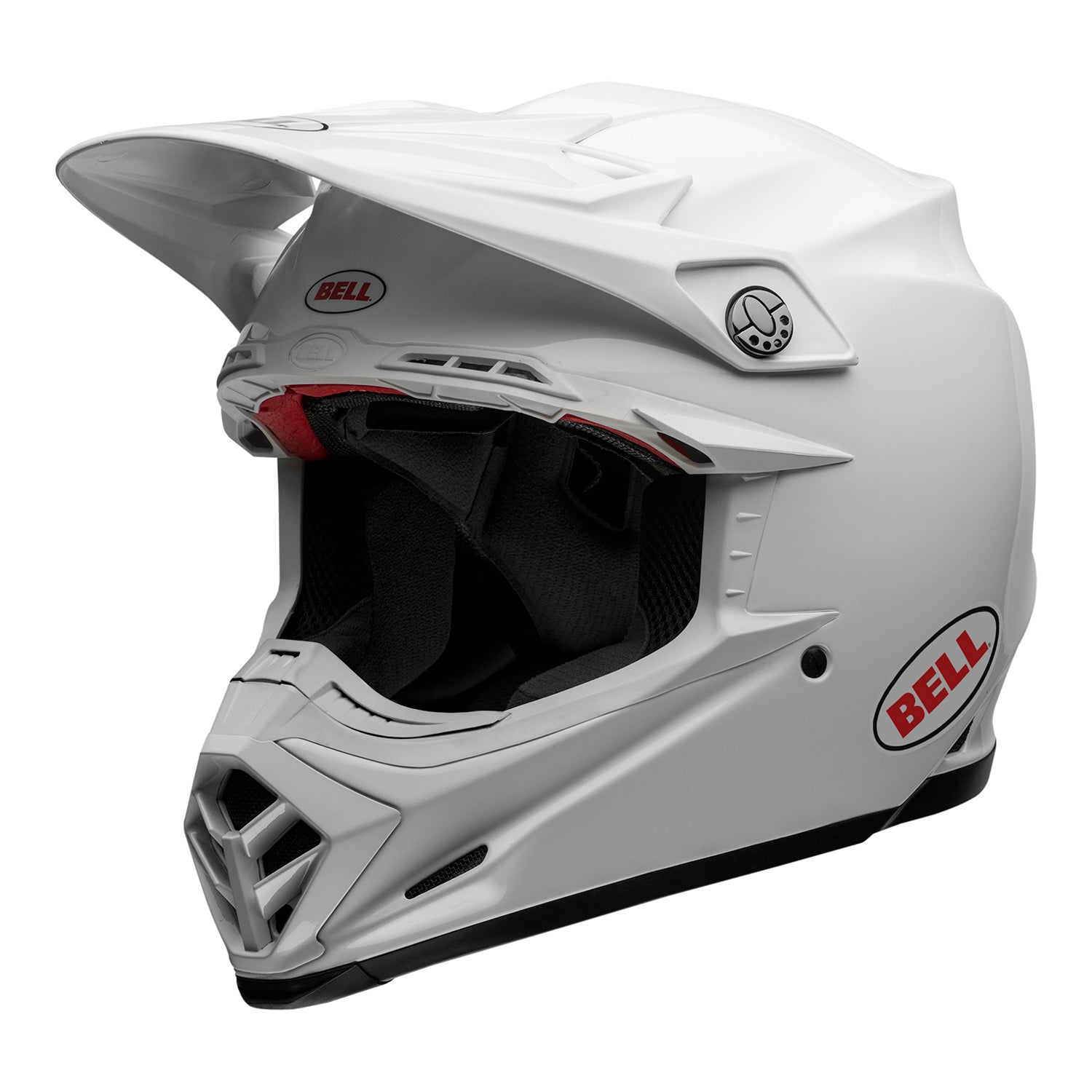 Bell MX 2023 Moto-9S Flex Adult Helmet in Solid White on white background